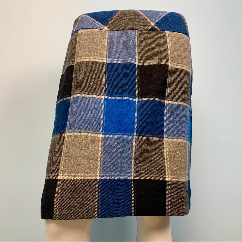 Talbots | Blue Plaid Wool Skirt | Size 6